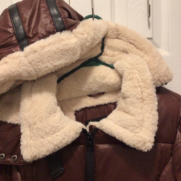 Jessica Simpson Womens Brown Hooded Faux Fur Puffer Coat Jacket Size Medium - Picture 2 of 13